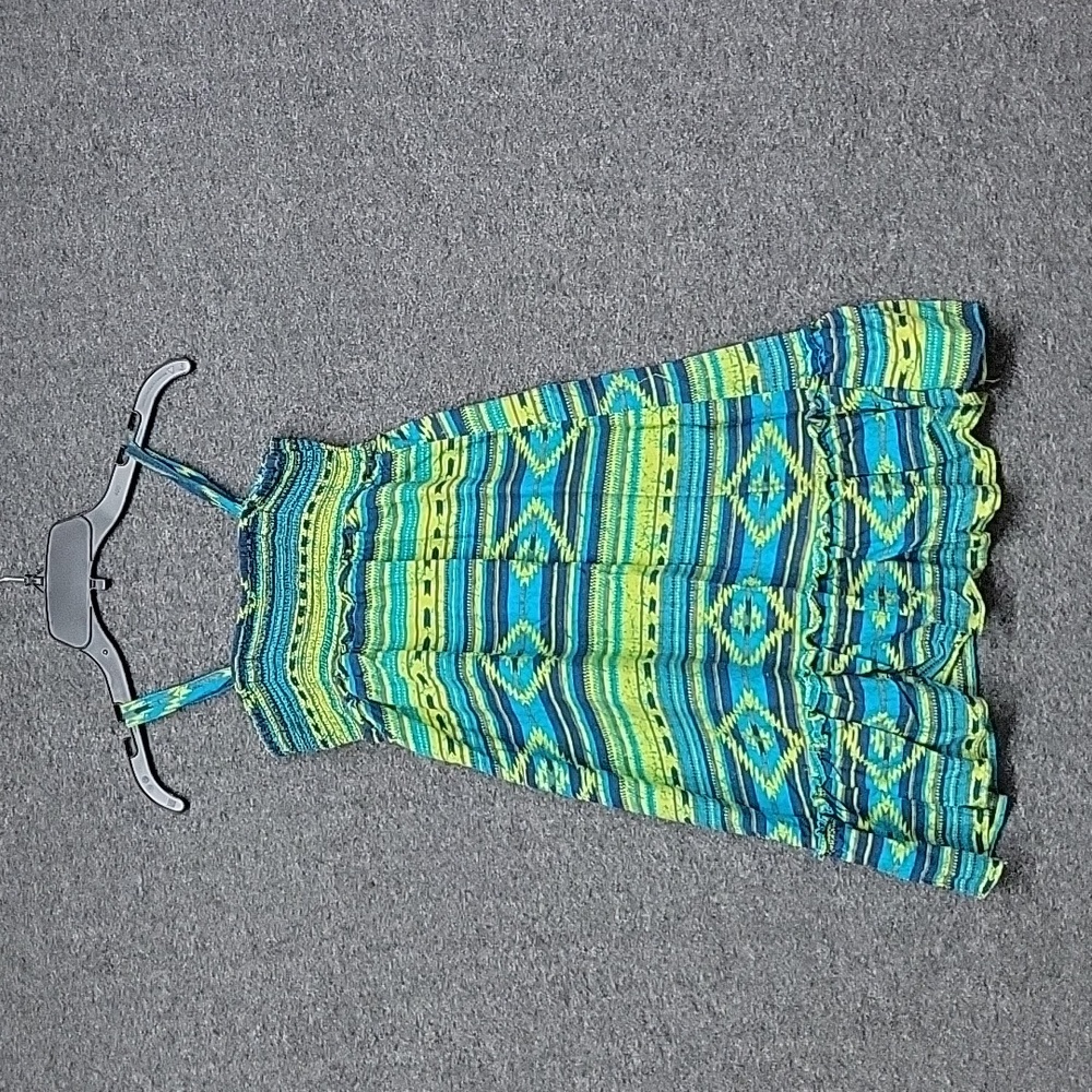 Mudd Girl's Blue Green Striped Aztec Design Sundress Size 6X